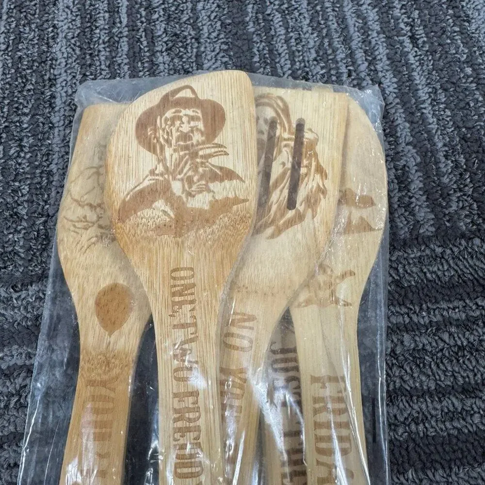 Horror Movie Wooden Spoon Set – Michael Myers, Jason, Freddy Krueger, Ghostface